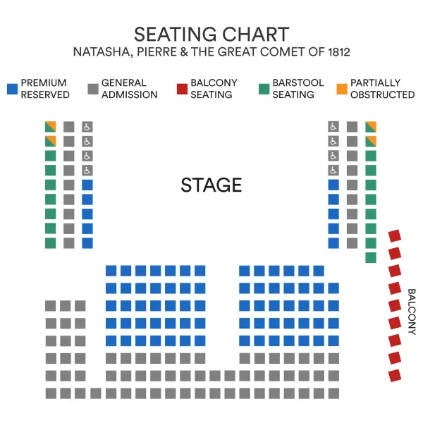 Natasha, Pierre & The Great Comet of 1812 seating map